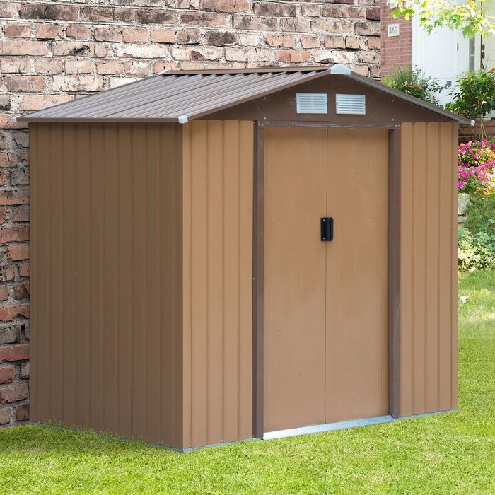The Range | Outsunny Large Metal Storage Garden Shed - Beige Outsunny Large Metal Storage Garden Shed - Beige