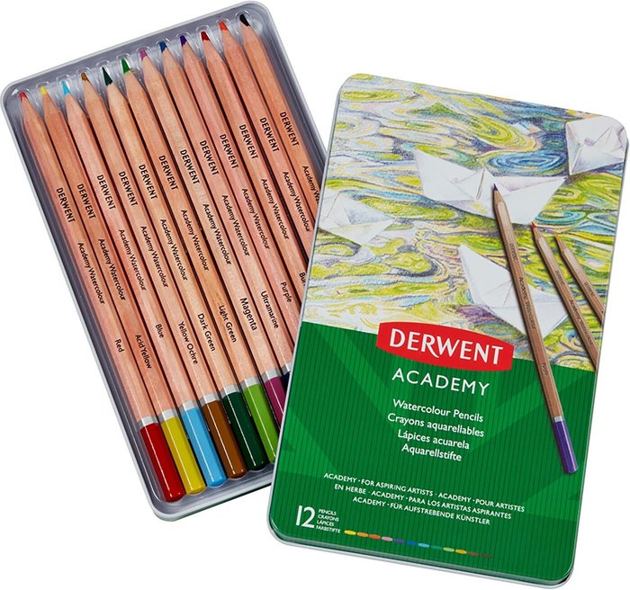 The Range | Derwent Pack of Derwent Academy Watercolour Pencils Tin - 12 Derwent Pack of Derwent Academy Watercolour Pencils Tin - 12