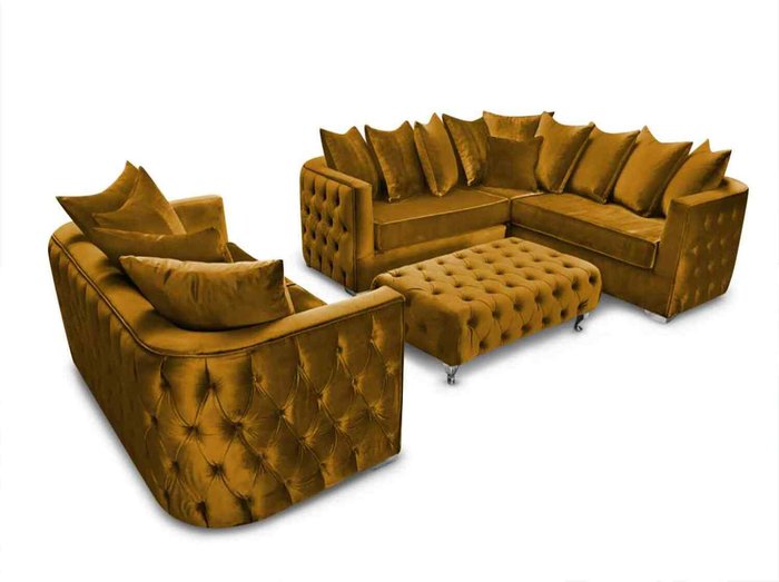 The Range | Simply Eleganza Julia Sofa Set 3 Seater Sofa with Corner and Footstool - Yellow Simply Eleganza Julia Sofa Set 3 Seater Sofa with Corner and Footstool - Yellow