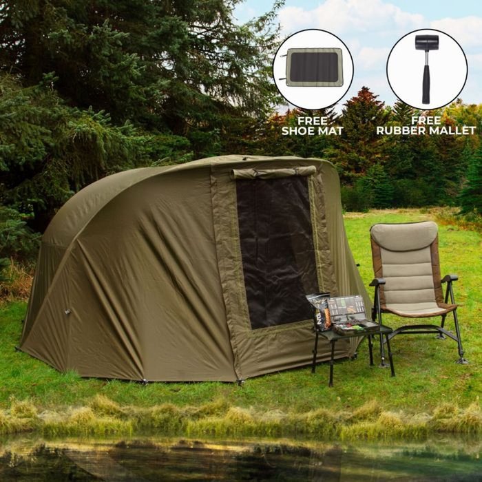 The Range | Monstershop Fishing Bivvy 2 Man 300cm with Overwrap - Green Monstershop Fishing Bivvy 2 Man 300cm with Overwrap - Green