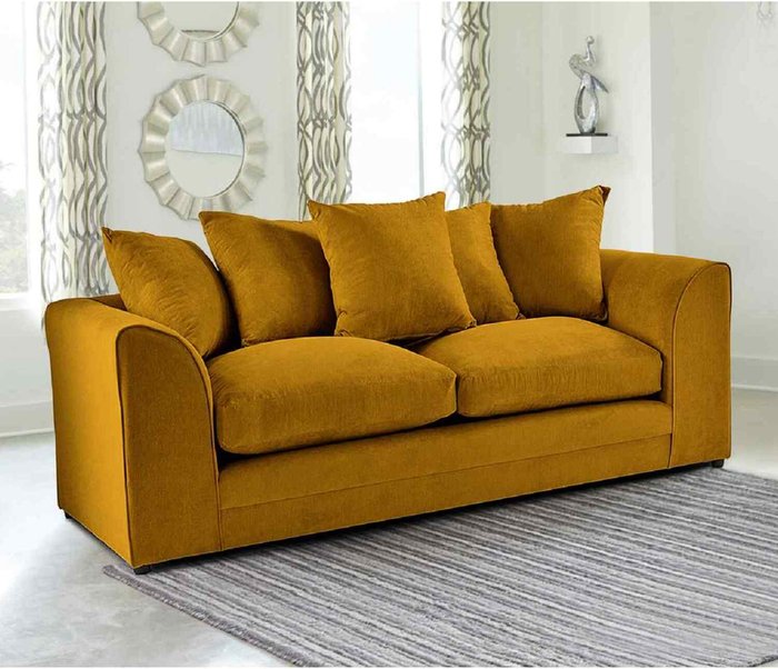 The Range | Simply Eleganza Mirana Modern Plush Velvet 3 Seater Sofa - Mustard Simply Eleganza Mirana Modern Plush Velvet 3 Seater Sofa - Mustard