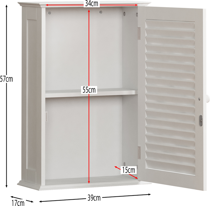 The Range | Liano 1 Door Wall Cabinet, White - White Liano 1 Door Wall Cabinet, White - White