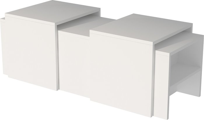The Range | Destina Home Cella Nesting Coffee Table with Storage Shelves, Set of 3 - White Destina Home Cella Nesting Coffee Table with Storage Shelves, Set of 3 - White