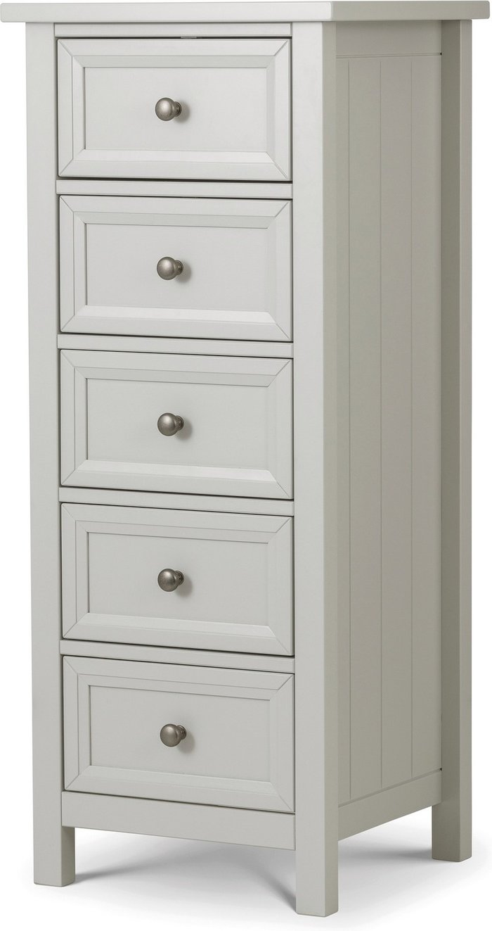 The Range | Julian Bowen Maine 5 Drawer Tall Chest - Dove Grey Julian Bowen Maine 5 Drawer Tall Chest - Dove Grey