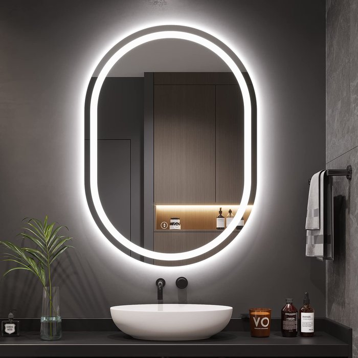 The Range | dripex Oval LED Bathroom Mirror with Light Wall Mounted anti-fog - white dripex Oval LED Bathroom Mirror with Light Wall Mounted anti-fog - white