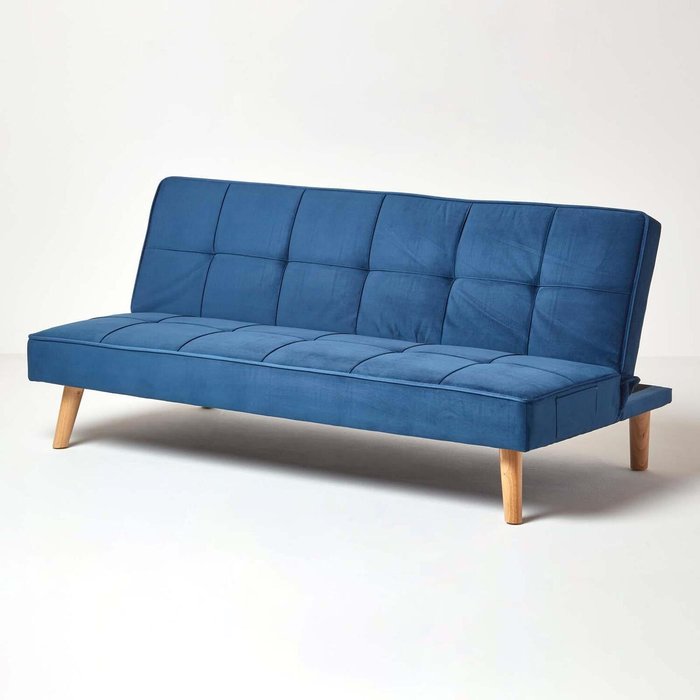 The Range | Homescapes Bower Velvet Large 3 Seater Sofa Bed - Navy Homescapes Bower Velvet Large 3 Seater Sofa Bed - Navy