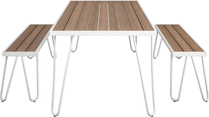 The Range | Dorel Dorel Paulette Table and Bench Set - White Dorel Dorel Paulette Table and Bench Set - White