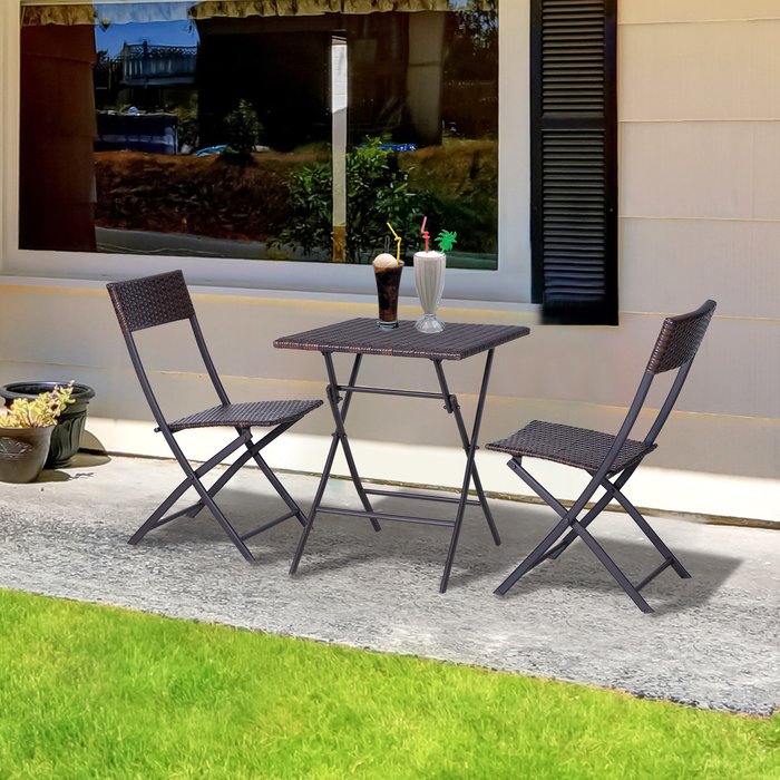 The Range | Outsunny 2 Chair Rattan Bistro Set - Brown Outsunny 2 Chair Rattan Bistro Set - Brown