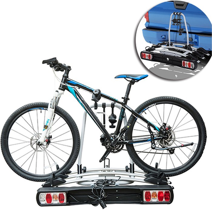 The Range | HOMCOM 3 Bicycle Carrier Rear-mounted SUV Mountain Hitch Mounted Rack - Silver HOMCOM 3 Bicycle Carrier Rear-mounted SUV Mountain Hitch Mounted Rack - Silver