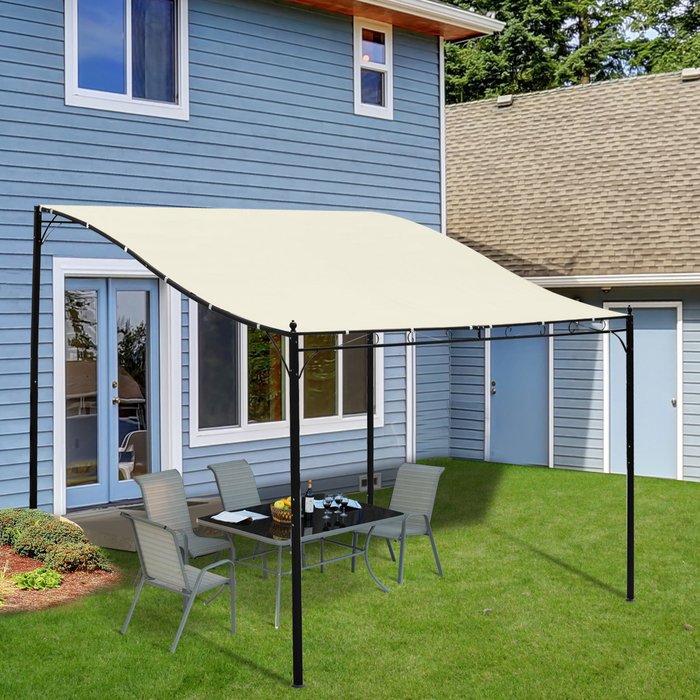 The Range | Outsunny 3 x 3 Meters Metal Wall Gazebo Awning - Cream White Outsunny 3 x 3 Meters Metal Wall Gazebo Awning - Cream White