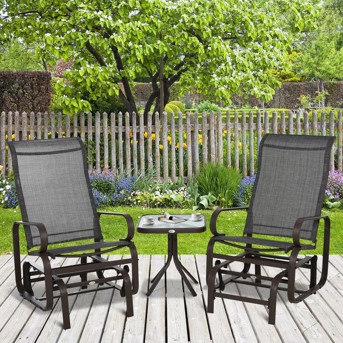 The Range | Outsunny Outdoor Gliding Rocking Chair with Tea Table - Brown and Grey Outsunny Outdoor Gliding Rocking Chair with Tea Table - Brown and Grey