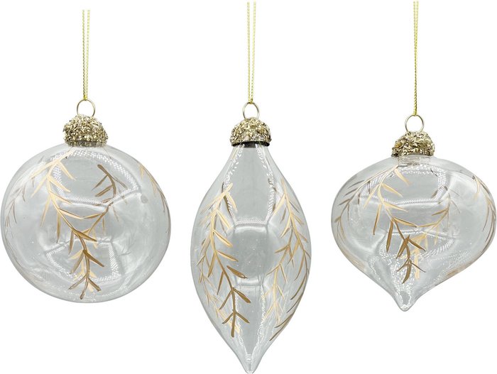 The Range | Majestic Metallics Gold Leaf Etched Glass Bauble - Gold Majestic Metallics Gold Leaf Etched Glass Bauble - Gold