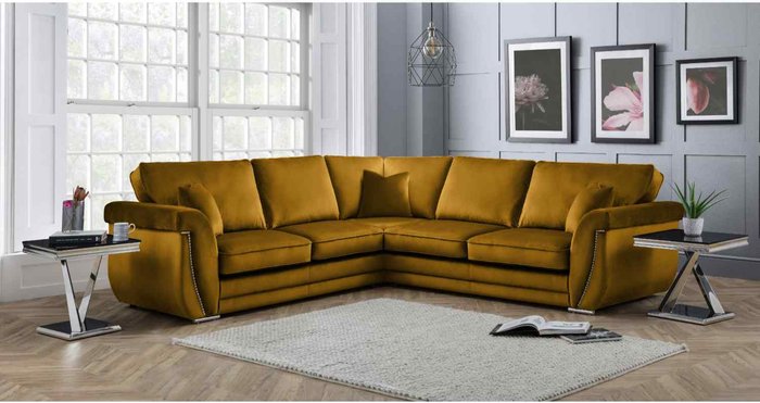 The Range | Simply Eleganza Luca Full Back Large Corner Sofa - Yellow Simply Eleganza Luca Full Back Large Corner Sofa - Yellow