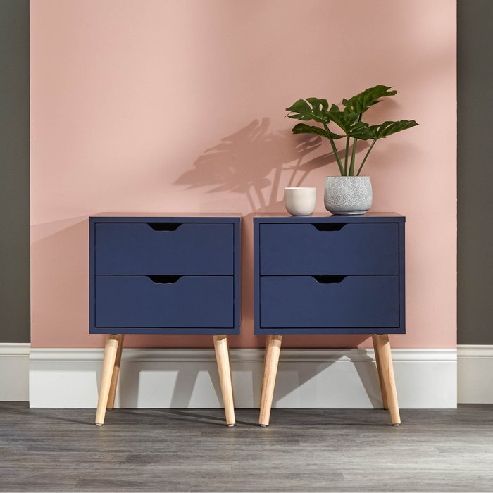 The Range | GFW Nyborg 2 Drawer Bedside - Nightshadow Blue / 2 GFW Nyborg 2 Drawer Bedside - Nightshadow Blue / 2