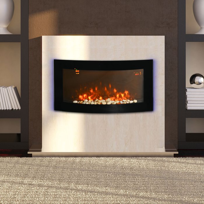 The Range | Etna Etna 2kW Electric Fireplace Wall Mounted Led Flame Curved Back Side Lights Heater Etna Etna 2kW Electric Fireplace Wall Mounted Led Flame Curved Back Side Lights Heater