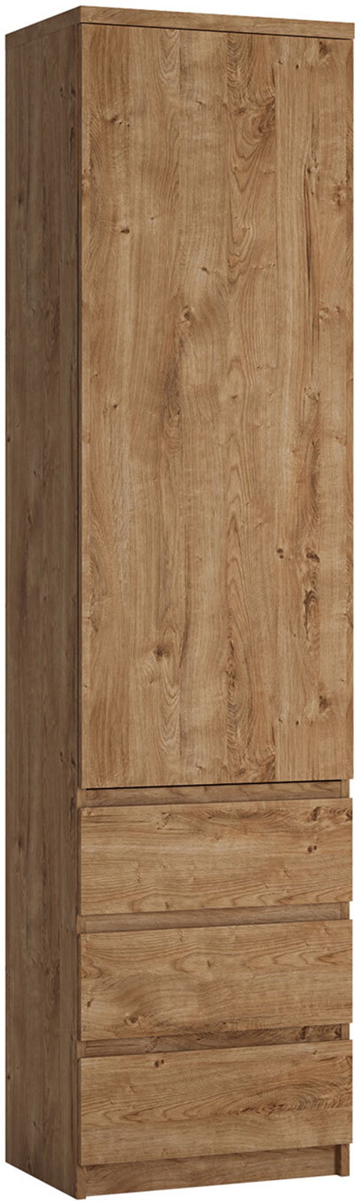 The Range | Fribo Tall Narrow 1 Door 3 Drawer Cupboard In Oak Effect Fribo Tall Narrow 1 Door 3 Drawer Cupboard In Oak Effect