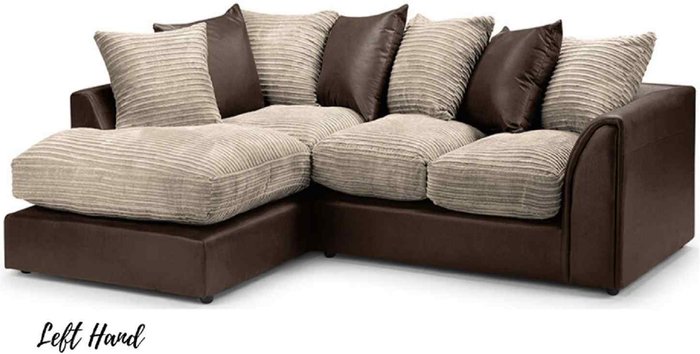 The Range | Sturridge Modern Chenille And Faux Leather Fabric LHF Corner Sofa Mink Sturridge Modern Chenille And Faux Leather Fabric LHF Corner Sofa Mink