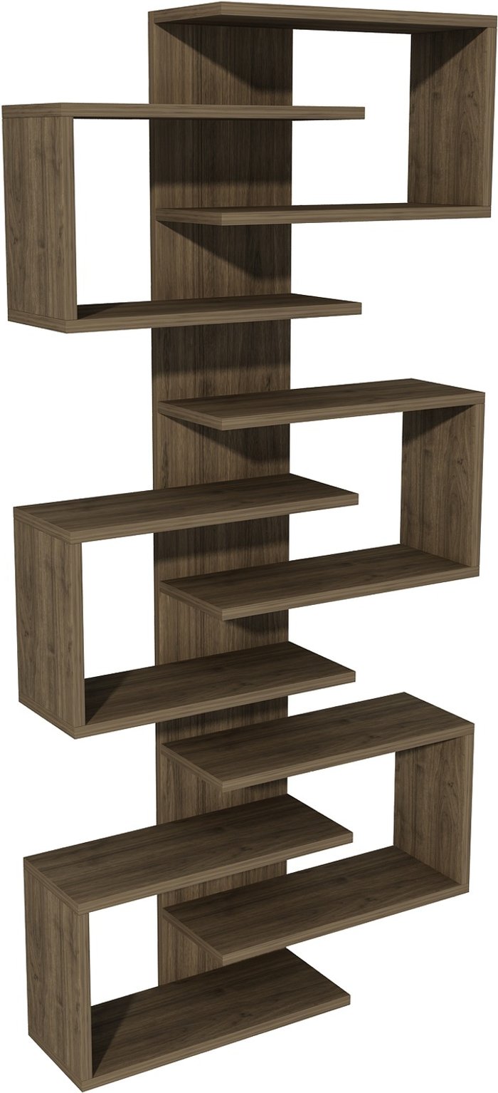 The Range | Destina Home Rozalin Bookcase with Geometric Shelves - Walnut Destina Home Rozalin Bookcase with Geometric Shelves - Walnut
