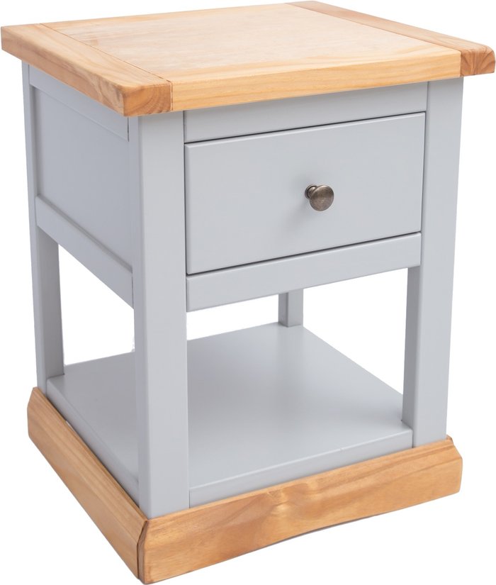 The Range | Cabinet Bits Bomporto 1 Drawer Bedside Table with Shelf - Grey / Brass Knob Cabinet Bits Bomporto 1 Drawer Bedside Table with Shelf - Grey / Brass Knob
