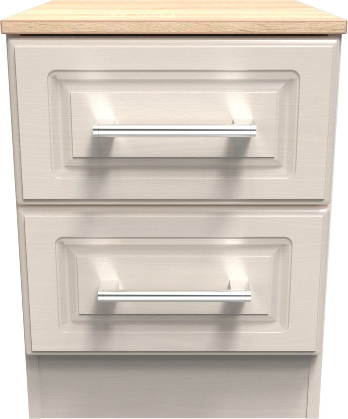 The Range | Elmley Ready Assembled 2 Drawer Bedside Cabinet - Kashmir Ash / Oak Elmley Ready Assembled 2 Drawer Bedside Cabinet - Kashmir Ash / Oak