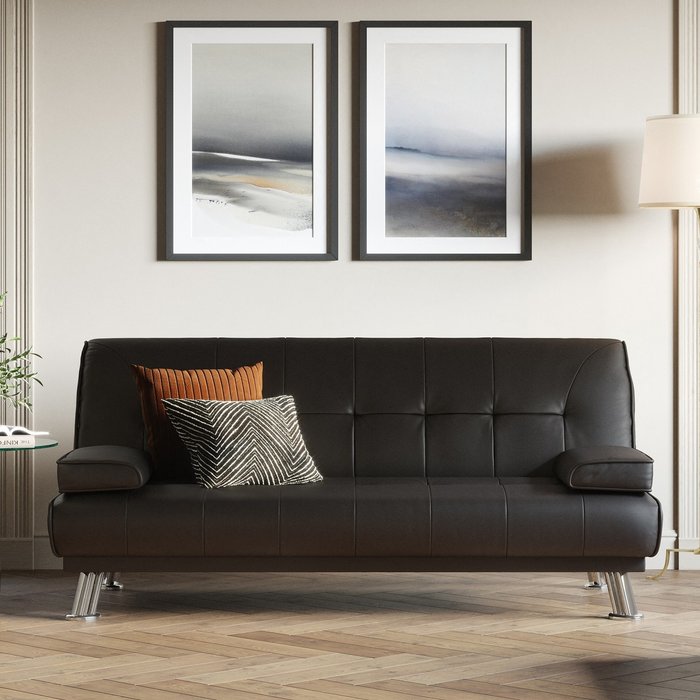 The Range | GRS Minesota 3 Seater Sofa Bed Fabric - Brown Faux Leather GRS Minesota 3 Seater Sofa Bed Fabric - Brown Faux Leather