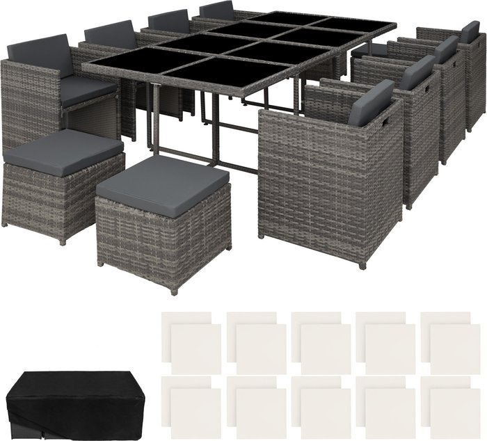 The Range | TECTAKE Tectake New Orleans Rattan Garden Dining Set - Grey TECTAKE Tectake New Orleans Rattan Garden Dining Set - Grey
