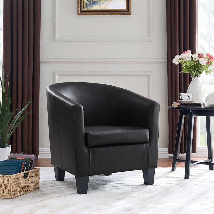 The Range | GRS Audrey Accent Bucket Tub Chair Occasional Armchair Wood Effect Legs - Black GRS Audrey Accent Bucket Tub Chair Occasional Armchair Wood Effect Legs - Black