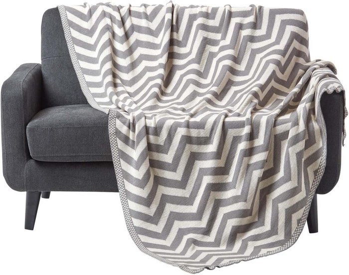 The Range | Homescapes Homescapes Chevron Cotton Knitted Throw - Grey/Off White Homescapes Homescapes Chevron Cotton Knitted Throw - Grey/Off White