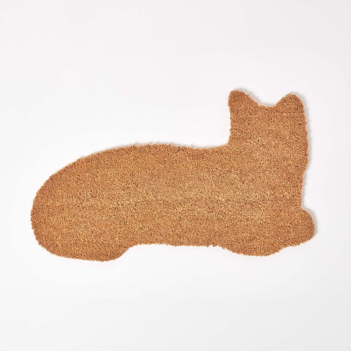 The Range | Homescapes Coir Cat Shaped Non-Slip Doormat - Beige Homescapes Coir Cat Shaped Non-Slip Doormat - Beige