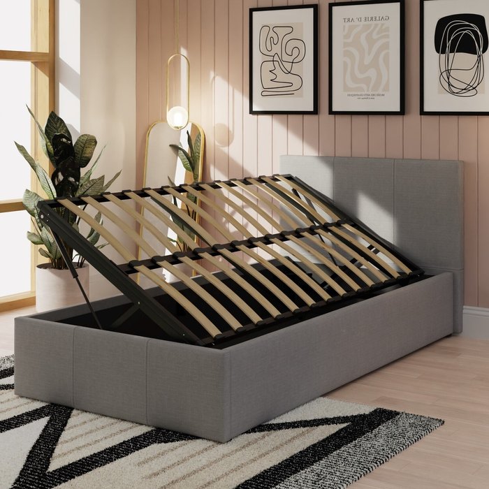 The Range | GFW Side Lift Ottoman Bed - Grey Hopsack / Single GFW Side Lift Ottoman Bed - Grey Hopsack / Single