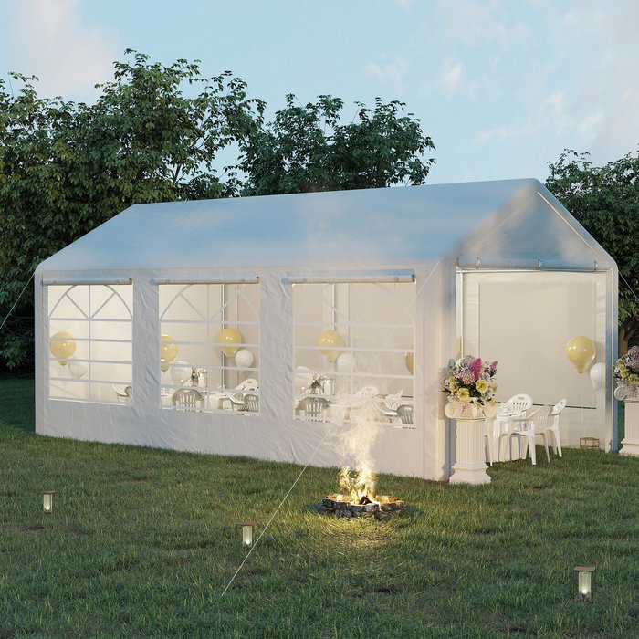 The Range | Outsunny Garden Gazebo Marquee (6m x 3m) - Silver Outsunny Garden Gazebo Marquee (6m x 3m) - Silver