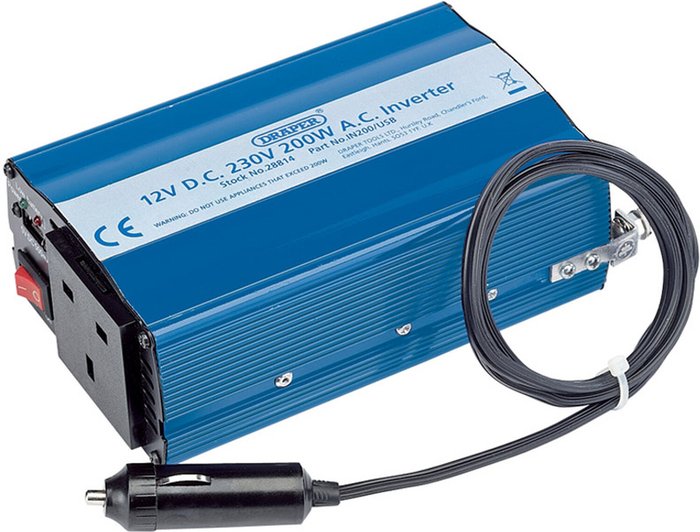 The Range | Draper Draper IN200/USB 12v DC to 240v AC Power Inverter Draper Draper IN200/USB 12v DC to 240v AC Power Inverter