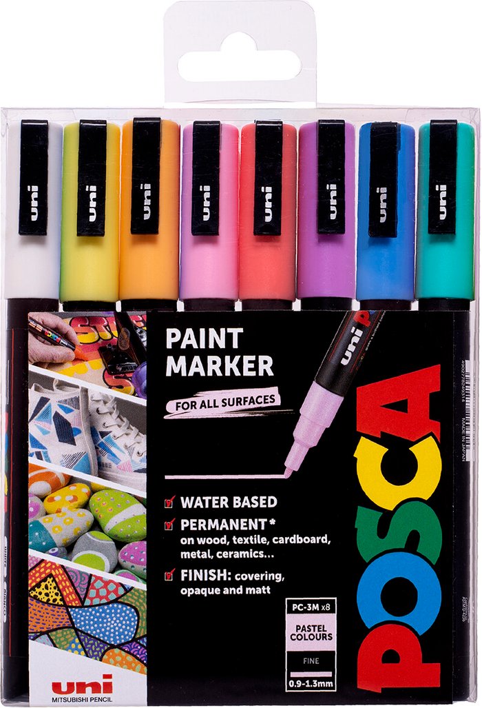 The Range | Posca Pack of 8 Posca Pastel Paint Markers Posca Pack of 8 Posca Pastel Paint Markers