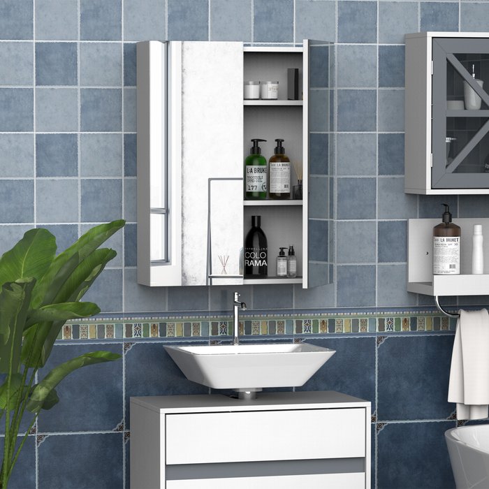 The Range | Wall Mount Mirror Cabinet Bathroom Storage - White Wall Mount Mirror Cabinet Bathroom Storage - White