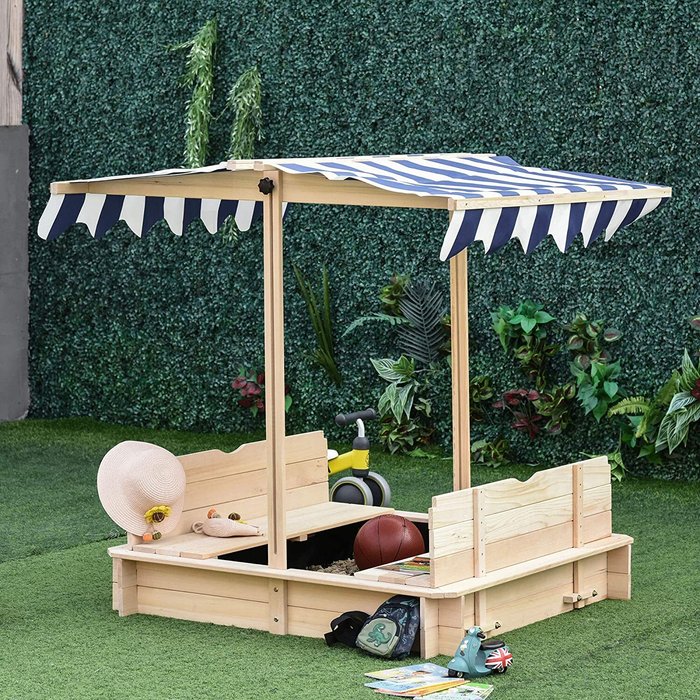 The Range | Outsunny Kids Wooden Sandpit - Wood Outsunny Kids Wooden Sandpit - Wood
