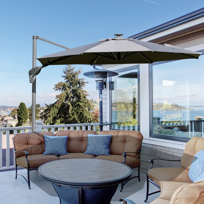 The Range | Outsunny 3m LED Cantilever Parasol Adjustable - Light Grey Outsunny 3m LED Cantilever Parasol Adjustable - Light Grey