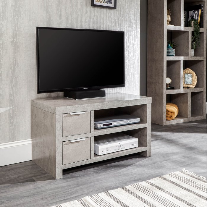 The Range | GFW GFW Bloc 2 Drawer TV Unit Concrete GFW GFW Bloc 2 Drawer TV Unit Concrete