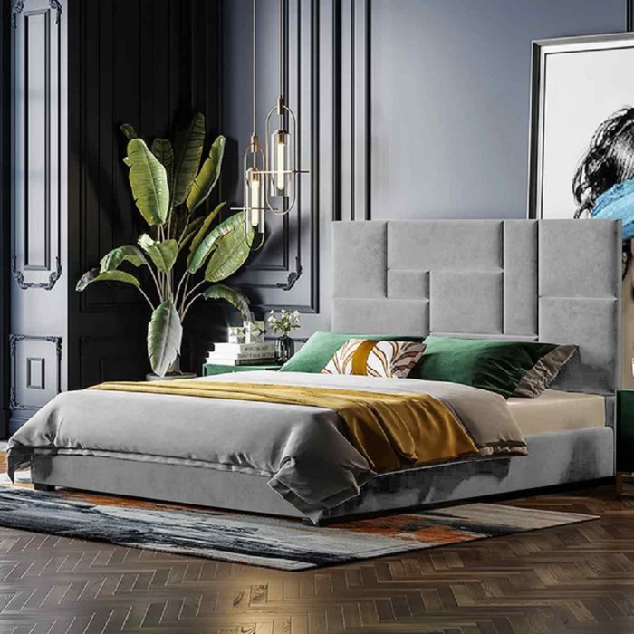 The Range | Conmo Bed Single Plush Velvet Silver Conmo Bed Single Plush Velvet Silver