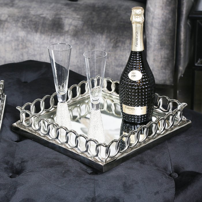 The Range | Vanity Living Square Chain Link Coffee Table Tray - Silver Vanity Living Square Chain Link Coffee Table Tray - Silver