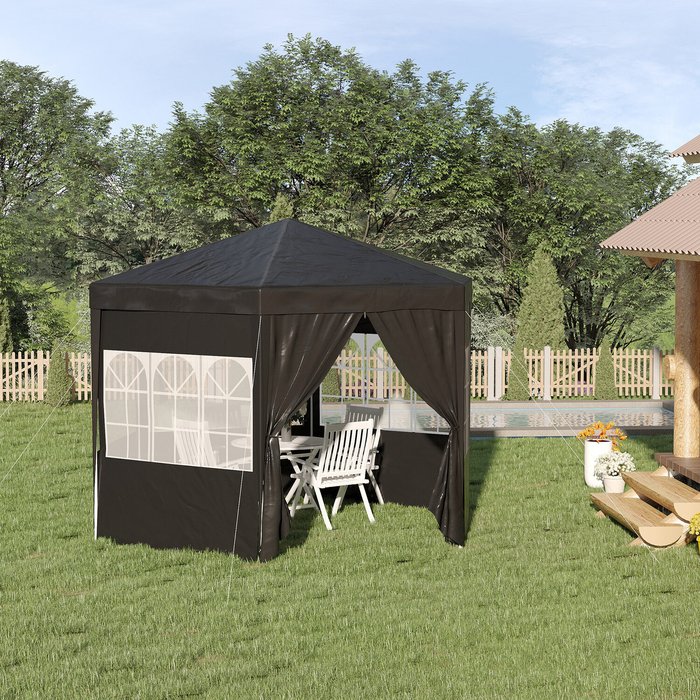 The Range | Outsunny 3.4m Gazebo Canopy with 6 Removable Side Walls - Black Outsunny 3.4m Gazebo Canopy with 6 Removable Side Walls - Black
