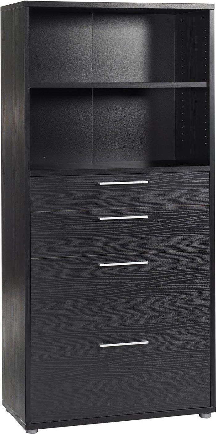 The Range | Furniture To Go Prima 1-Shelf 2-Drawer 2-File Bookcase - Black Furniture To Go Prima 1-Shelf 2-Drawer 2-File Bookcase - Black