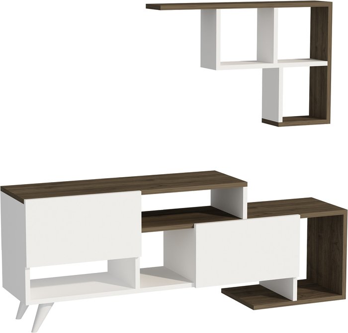 The Range | Destina Home Pilmin TV Stand and Entertainment Center - White - Walnut Destina Home Pilmin TV Stand and Entertainment Center - White - Walnut