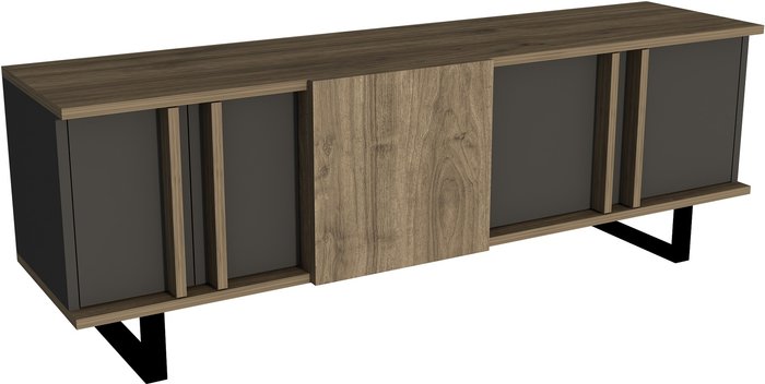 The Range | Destina Home Fido TV Stand with Cabinet Shelves - Walnut - Anthracite Destina Home Fido TV Stand with Cabinet Shelves - Walnut - Anthracite