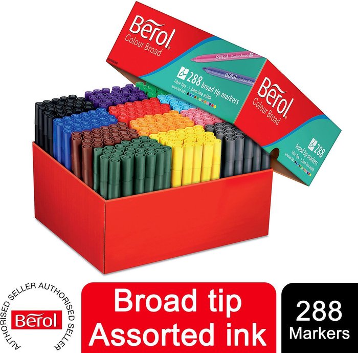 The Range | Berol Berol Colouring Pens Felt Tip Assorted Colours Broad Point 1.2mm - Assorted 288 Pack / 288 Berol Berol Colouring Pens Felt Tip Assorted Colours Broad Point 1.2mm - Assorted 288 Pack / 288