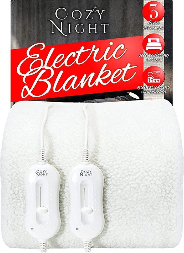 The Range | Cozy Night Electric Blanket Heated with 3 Heat Settings - White / Double Cozy Night Electric Blanket Heated with 3 Heat Settings - White / Double
