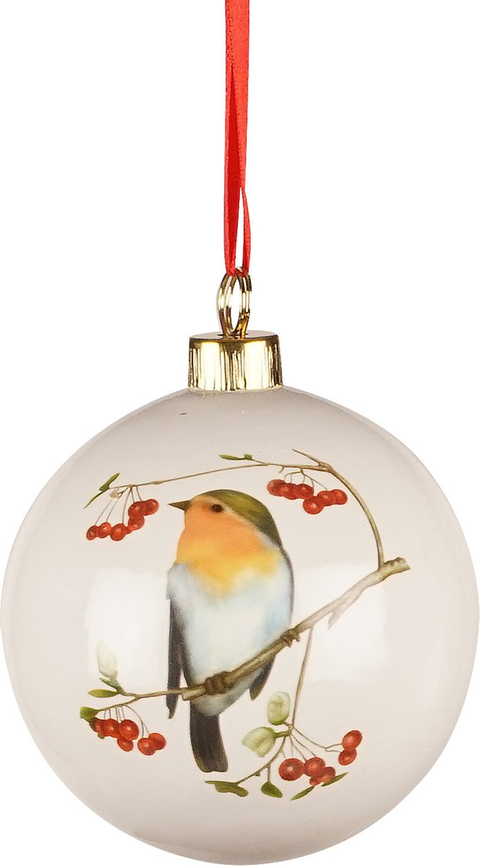 The Range | Once Upon a Christmas Ceramic Robin Bauble - White Once Upon a Christmas Ceramic Robin Bauble - White