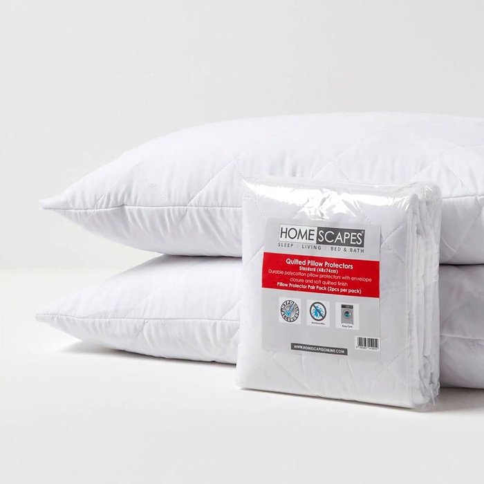 The Range | Homescapes Quilted Pillow Protector Pair - White Homescapes Quilted Pillow Protector Pair - White