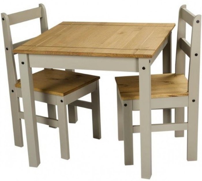 The Range | Mercers Furniture Corona Grey Wax Rio Dining Table 2 Chairs - Distressed Grey Wax Mercers Furniture Corona Grey Wax Rio Dining Table 2 Chairs - Distressed Grey Wax