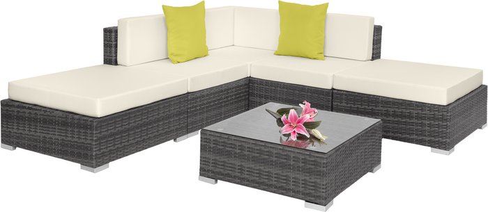 The Range | TECTAKE Tectake Paris Rattan Sofa Set - Grey TECTAKE Tectake Paris Rattan Sofa Set - Grey