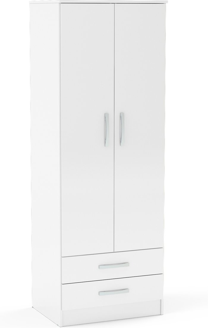 The Range | Birlea Lynx 2 Door Combi Wardrobe White Birlea Lynx 2 Door Combi Wardrobe White